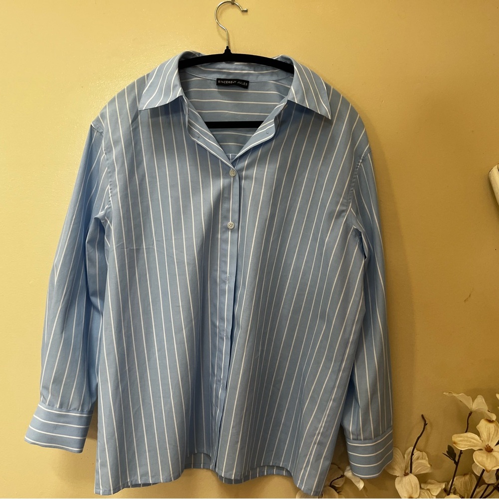 Blue and White Button Down Shirt